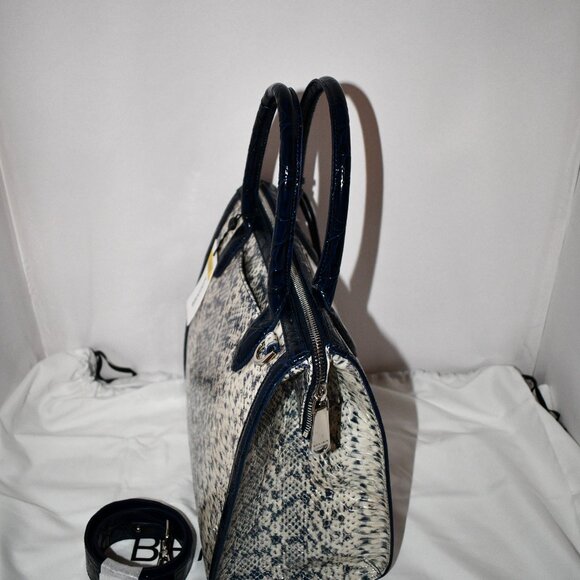 BRAHMIN Anchor Cirrus Contrast Trim Caroline Satchel in Anchor #S512437 00951 NW - Picture 9 of 10